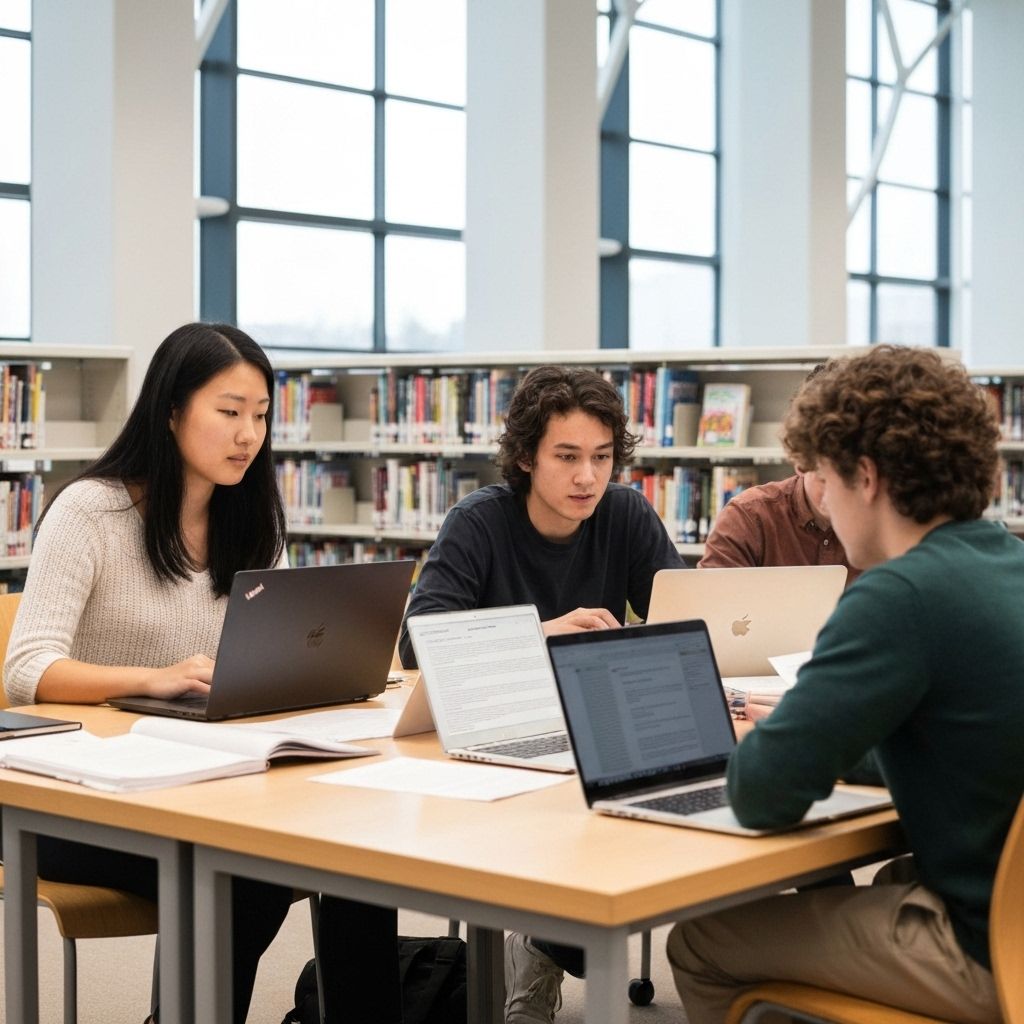 Students in modern library